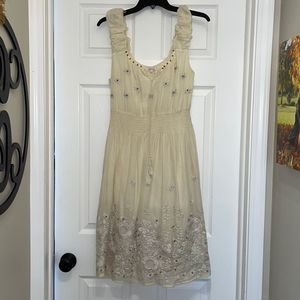 Sundance Cream Bohemian Embroidered & Beaded Sundress
